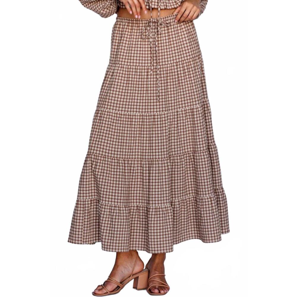NEW STORIA harper gingham maxi skirt in gingham